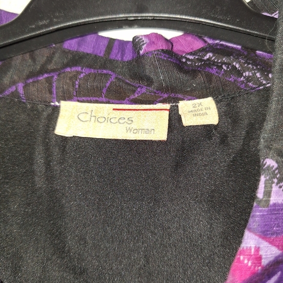 Choices Women Purple Paisley Print Lightweight Button Front Jacket Size 2X - Picture 6 of 9